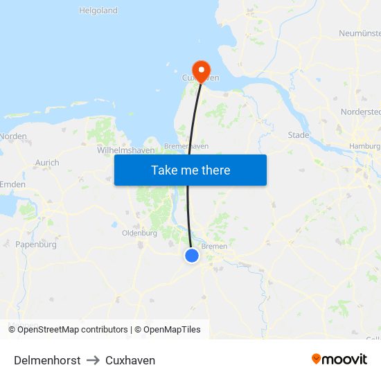 Delmenhorst to Cuxhaven map