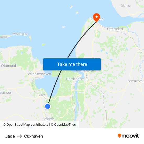 Jade to Cuxhaven map