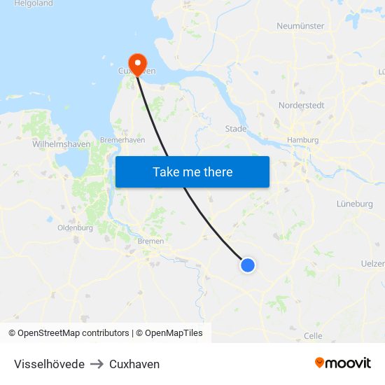 Visselhövede to Cuxhaven map