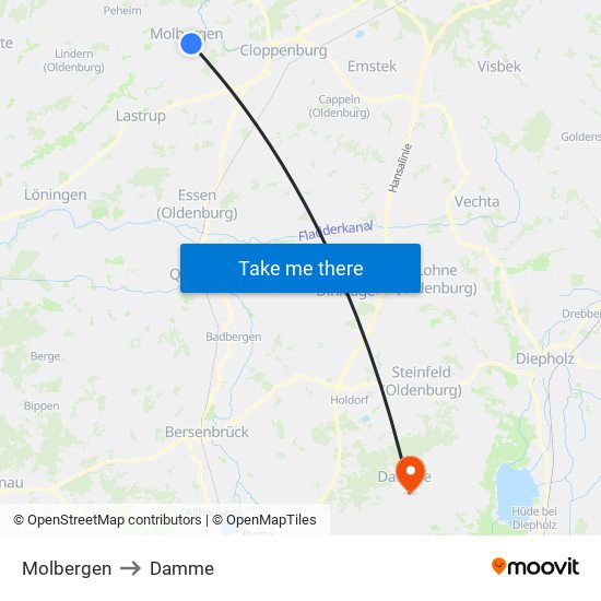 Molbergen to Damme map