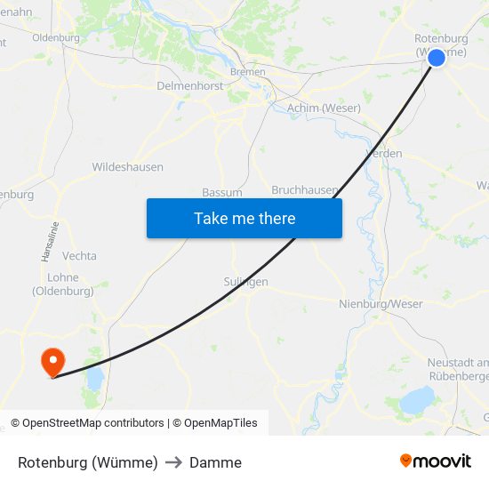 Rotenburg (Wümme) to Damme map