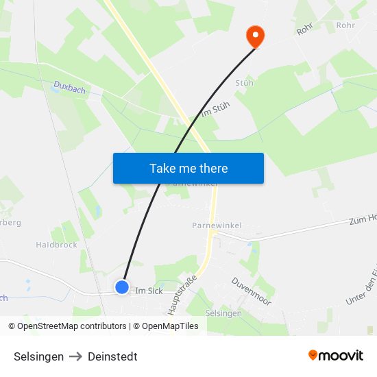 Selsingen to Deinstedt map