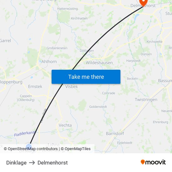 Dinklage to Delmenhorst map