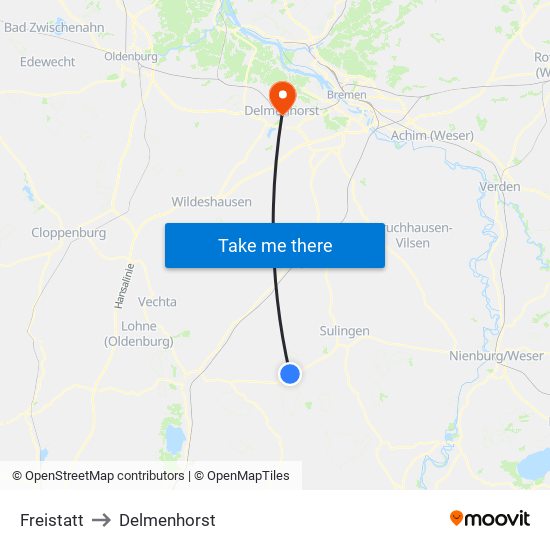 Freistatt to Delmenhorst map