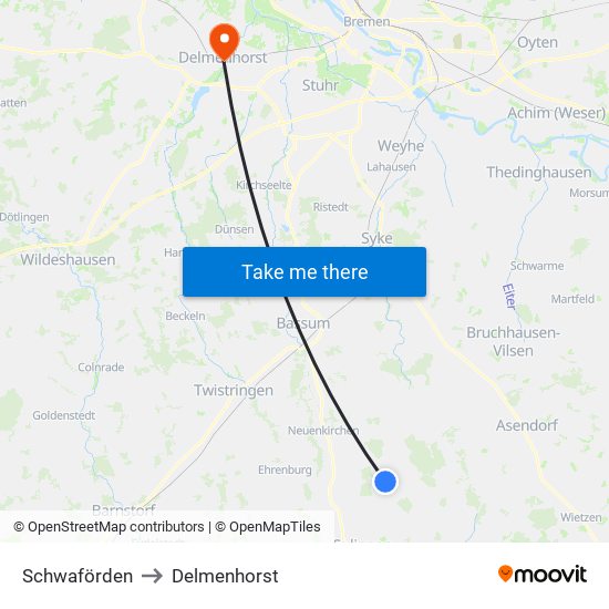 Schwaförden to Delmenhorst map