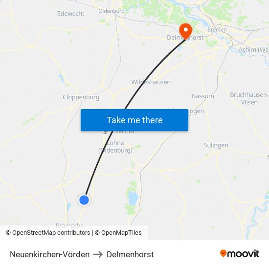 Neuenkirchen-Vörden to Delmenhorst map