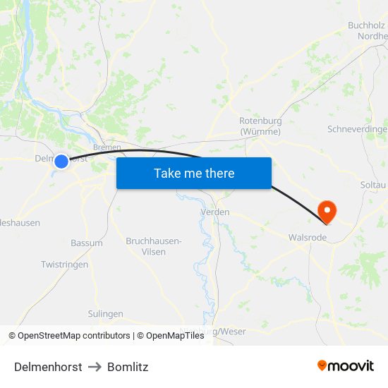 Delmenhorst to Bomlitz map