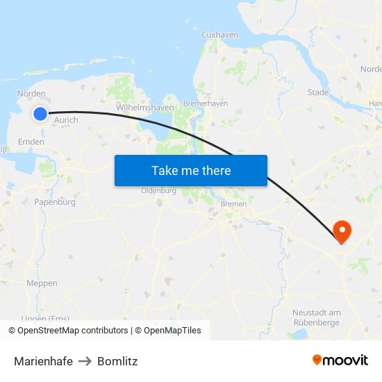 Marienhafe to Bomlitz map