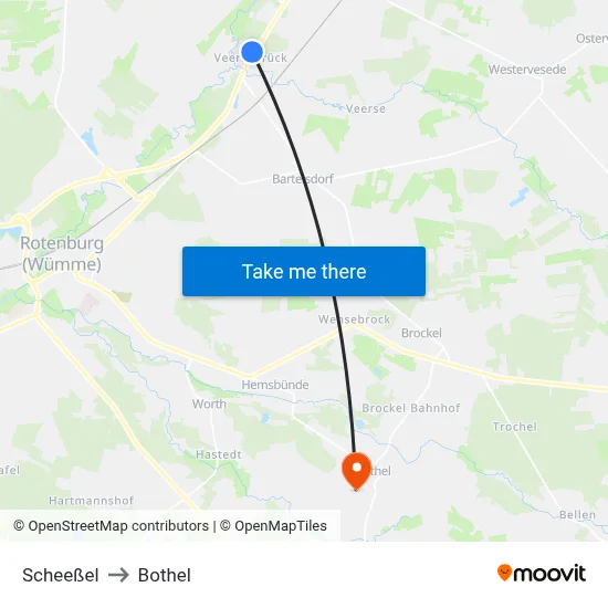 Scheeßel to Bothel map