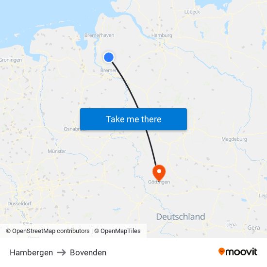 Hambergen to Bovenden map