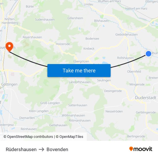 Rüdershausen to Bovenden map