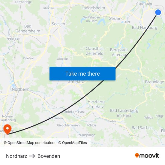 Nordharz to Bovenden map