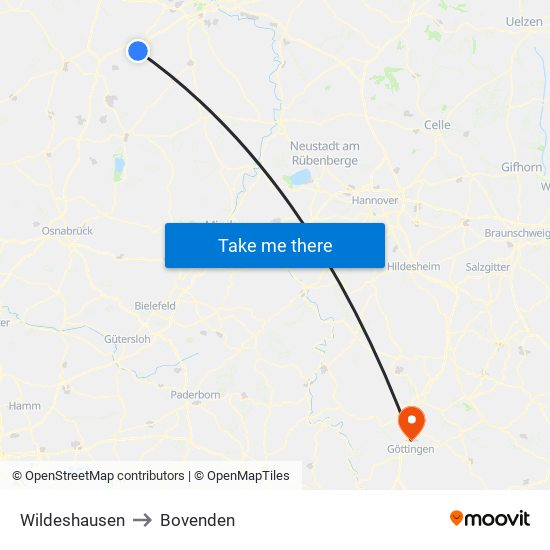 Wildeshausen to Bovenden map