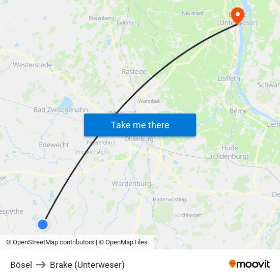 Bösel to Brake (Unterweser) map