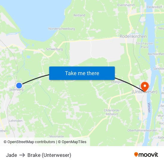 Jade to Brake (Unterweser) map