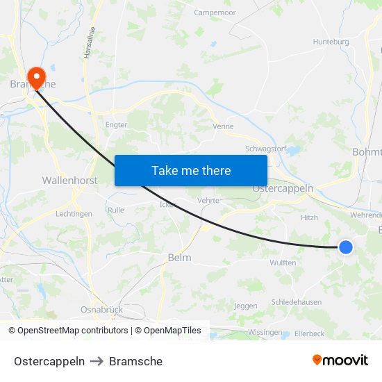 Ostercappeln to Bramsche map