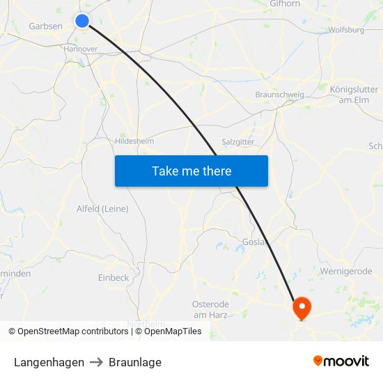 Langenhagen to Braunlage map