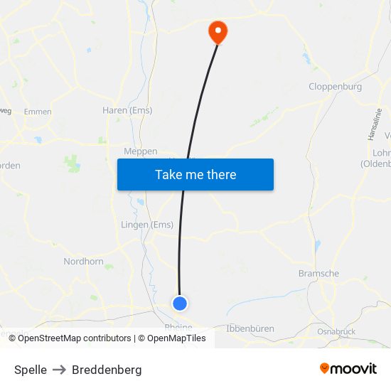 Spelle to Breddenberg map