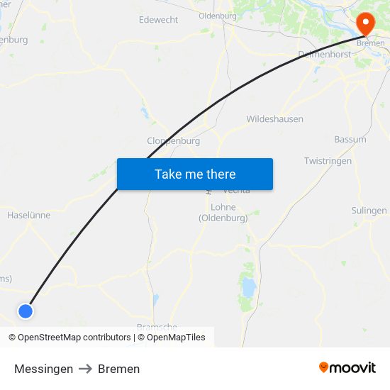 Messingen to Bremen map