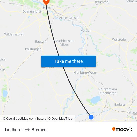 Lindhorst to Bremen map