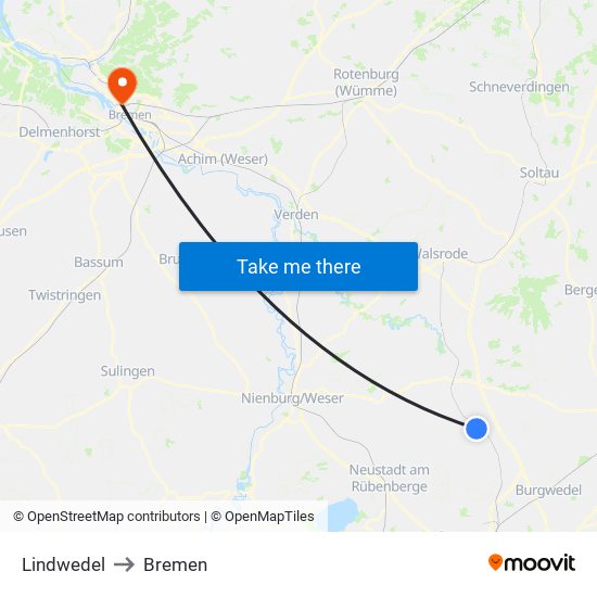 Lindwedel to Bremen map