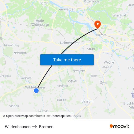 Wildeshausen to Bremen map