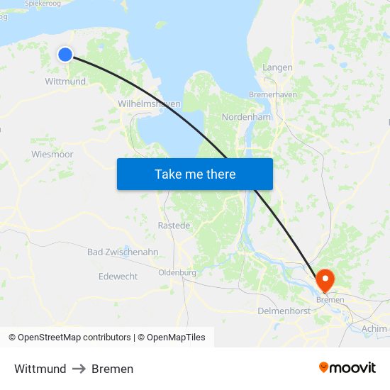 Wittmund to Bremen map