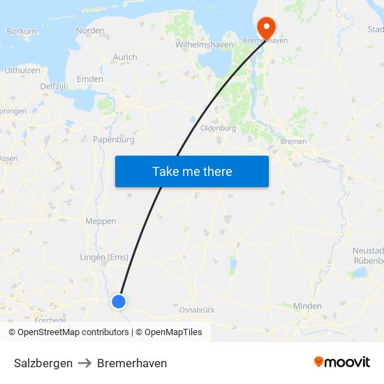 Salzbergen to Bremerhaven map