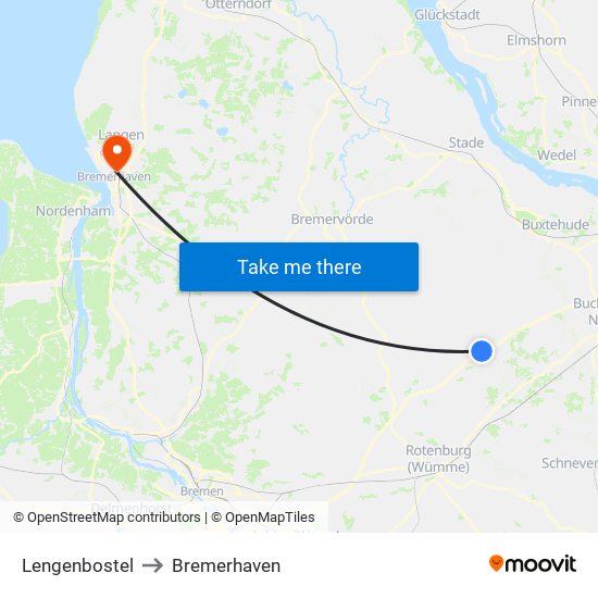 Lengenbostel to Bremerhaven map