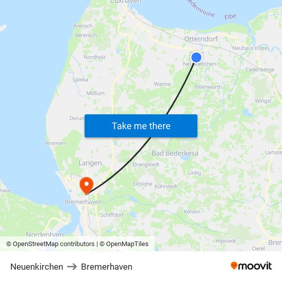 Neuenkirchen to Bremerhaven map