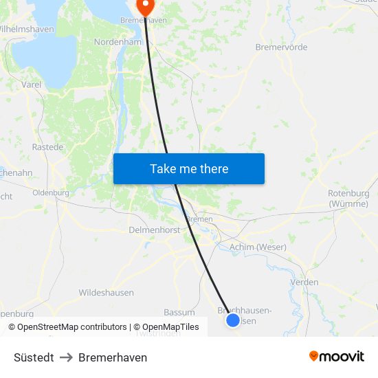 Süstedt to Bremerhaven map