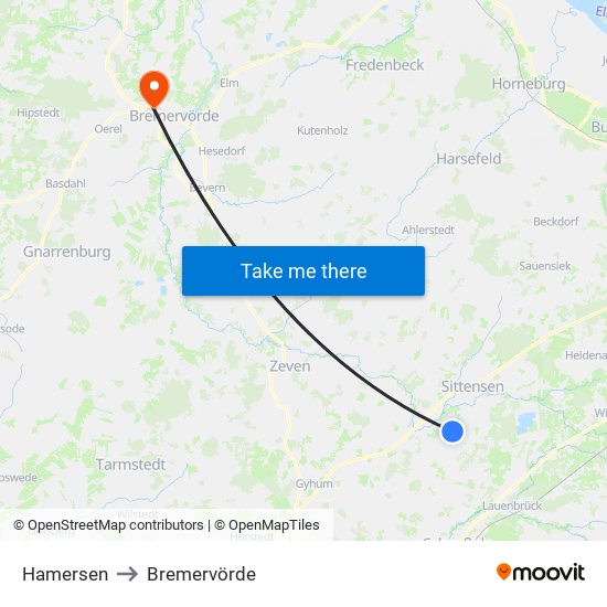 Hamersen to Bremervörde map