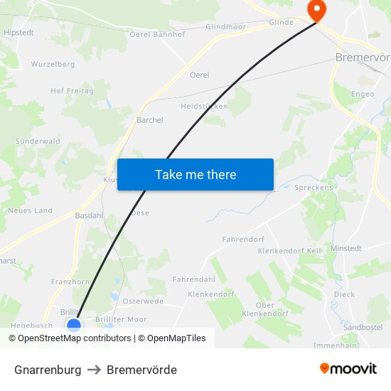 Gnarrenburg to Bremervörde map
