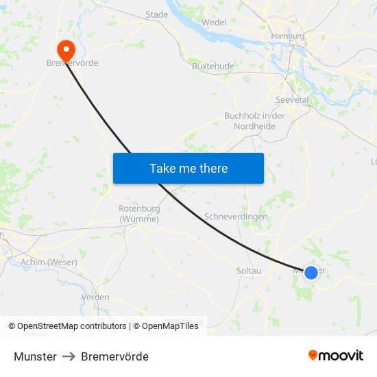 Munster to Bremervörde map