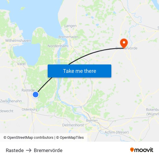 Rastede to Bremervörde map