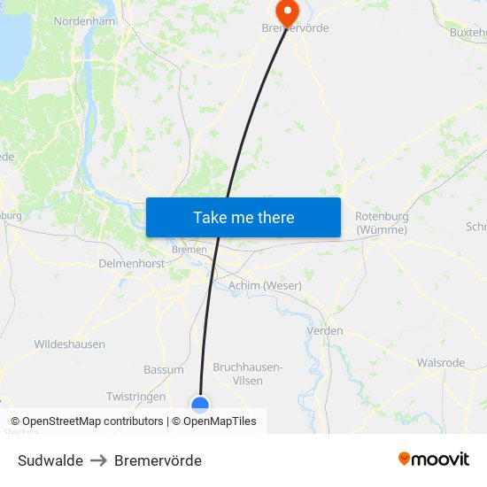 Sudwalde to Bremervörde map