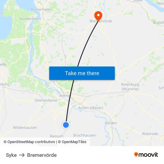 Syke to Bremervörde map
