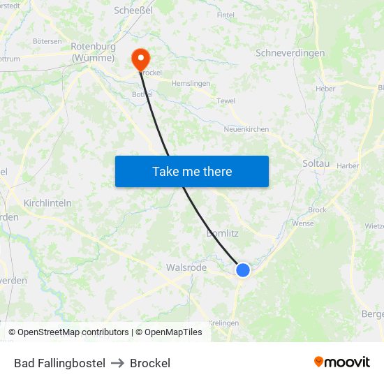 Bad Fallingbostel to Brockel map
