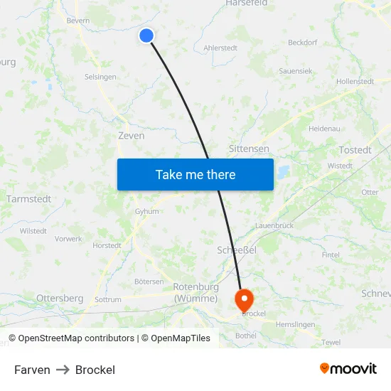 Farven to Brockel map