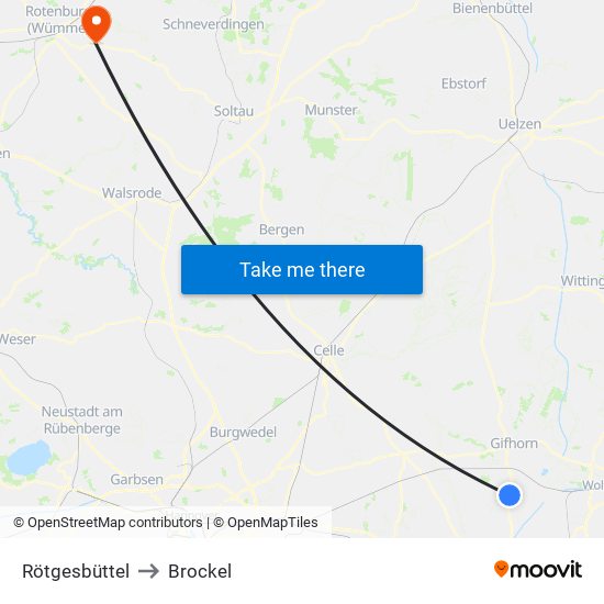 Rötgesbüttel to Brockel map