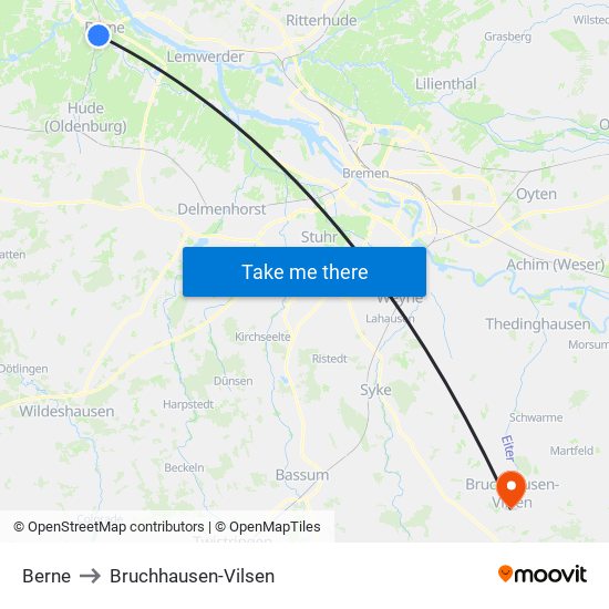Berne to Bruchhausen-Vilsen map