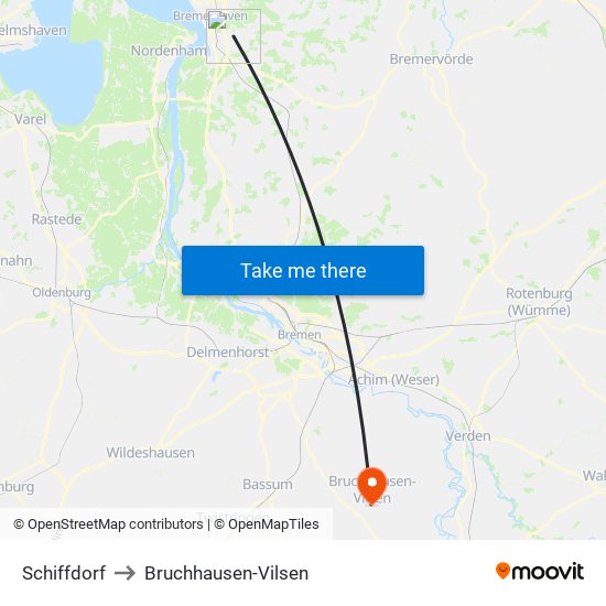 Schiffdorf to Bruchhausen-Vilsen map