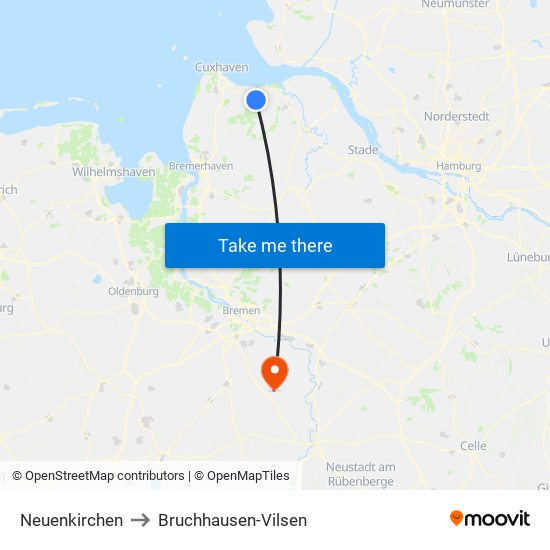 Neuenkirchen to Bruchhausen-Vilsen map