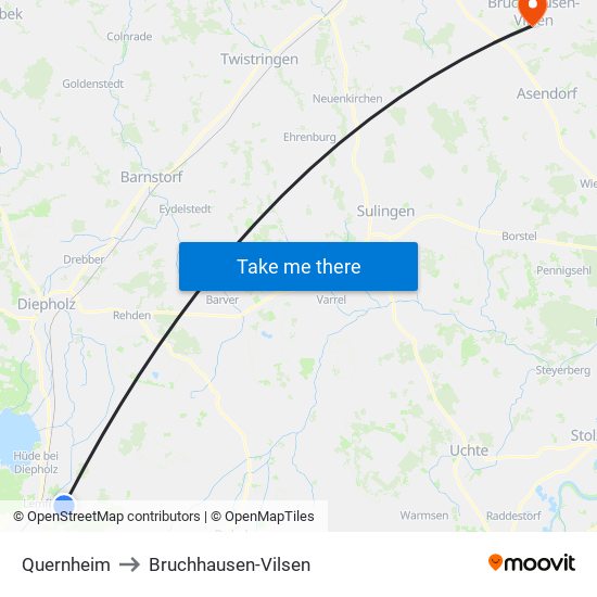 Quernheim to Bruchhausen-Vilsen map