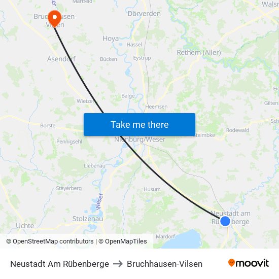 Neustadt Am Rübenberge to Bruchhausen-Vilsen map