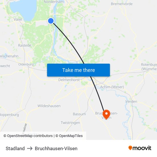 Stadland to Bruchhausen-Vilsen map