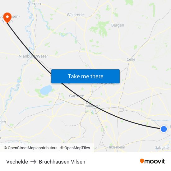 Vechelde to Bruchhausen-Vilsen map