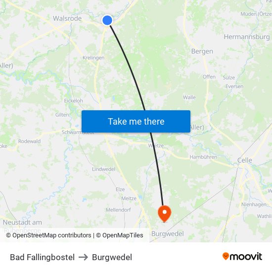 Bad Fallingbostel to Burgwedel map