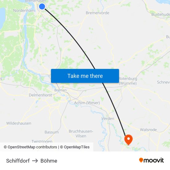 Schiffdorf to Böhme map