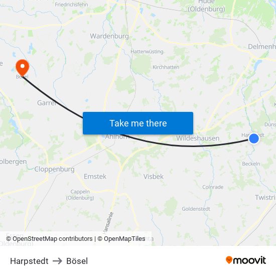 Harpstedt to Bösel map